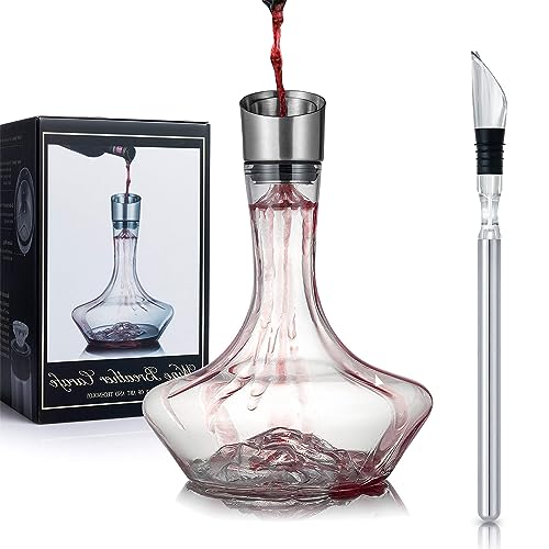 Comparison: Best Youyah Iceberg Wine Decanter 11 YouYah Iceberg Wine Decanter Set with Wine Chiller Stick 3-in-1 Stainless Steel Wine Bottle Cooler Stick, Red Wine Carafe with Aerator Filter,Drying Stand and Cleaning Beads, Wine Aerator, Wine Gift