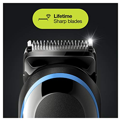 Braun Hair Clippers For Men 9-In-1 Beard, Ear And Nose Trimmer, Mens Grooming Kit, Body Groomer, Cordless & Rechargeable With Gillette Proglide Razor, Black/Blue #TOP3