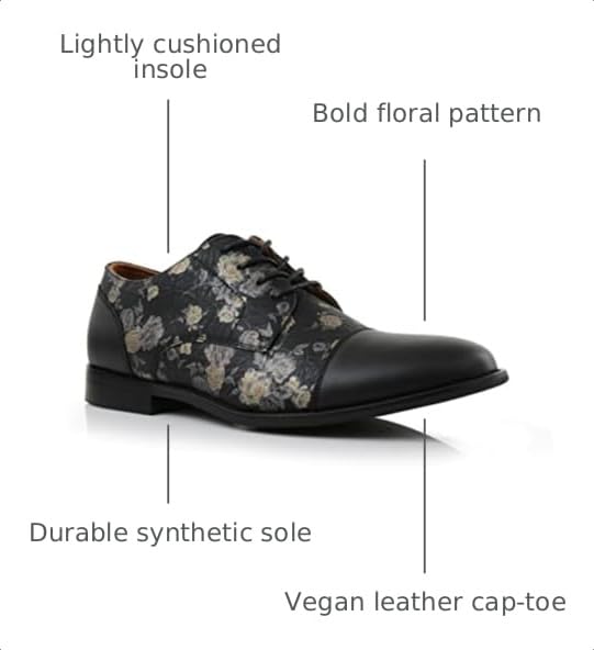 Image of Ferro Aldo Men's Modern Cap-Toe Derby Collection | Statement Dress Shoes in Floral, Woven, & Classic Styles