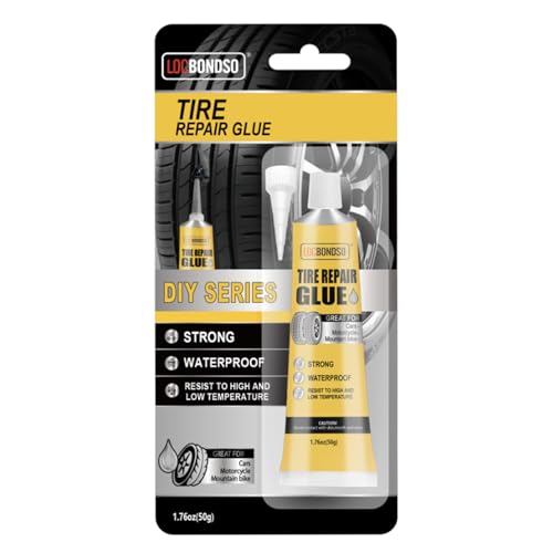 LOCBONDSO 50g Tire Repair Glue, Sidewall Tire Repair Kit, Rubber Cement Tire Repair, Black Tire Glue Sidewall Repair for Bike, Cars, Motorcycle, Tractor