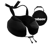 Cabeau Evolution S3 Travel Pillow - Dr Recommended Neck Pillow for Travel - Memory Foam Airplane Pillow - Neck Pillow with Attachment Straps - Support for Car, Home, Office, and Gaming, Jet Black