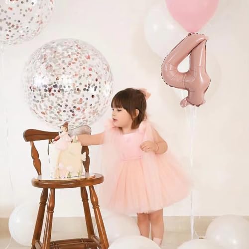 Image of TONIFUL Number Balloon 16 Inch 10Pcs Light Pink 0-9 Birthday Number Ballons