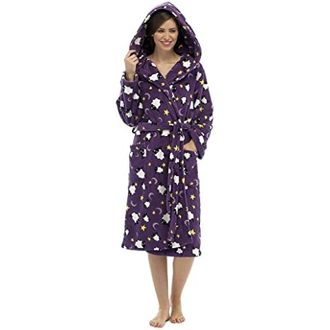 Best Deals Direct Womens Sheep Winter Warm Dressing Gown Robe with a Hood with Lounge Socks (Small, Purple Sheep) Cover