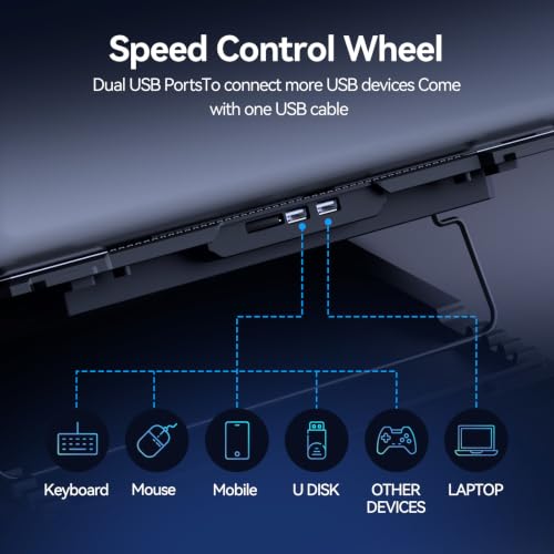 Image of ICE COOREL Laptop Cooling Pad with 6 Cooling Fans, Laptop Cooler Stand with 6 Height Adjustable, Laptop Fan Cooling Pad for 12-17 Inch,Two USB 2.0 Port, The Wind Speed Adjustable [2022 Version]
