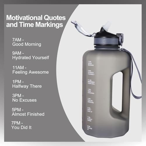Motivational 2.2L Leakproof Sports Water Bottle - Grey - Image 5