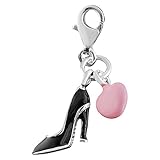 thomas pumpen  Thomas Sabo Pump/Schuh mit Herz Charm Anhänger Silber pink/schwarz emailliert 0866-007-11