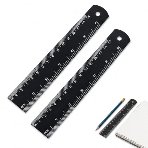 2 Pcs Metal Ruler 6 Inch,for Office,School,Geometry,Crafting,and Gift