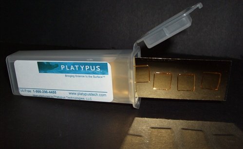 Platypus - Platypus Template Stripped Gold Chips - Mica 1 Cm X 1 Cm Glass Chips Adhered To A 200 Nm Gold-Coated Piece Of Mica #TOP27