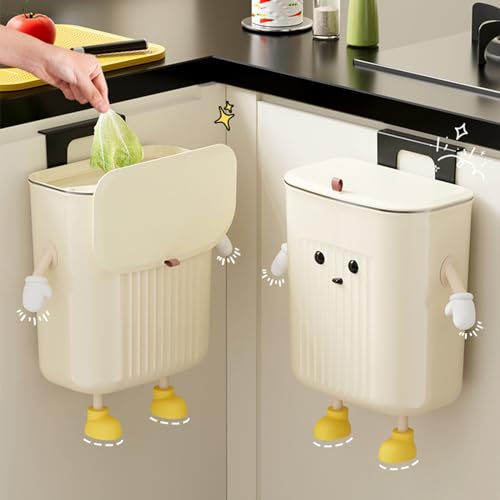 Bote de basura colgante con tapa para cocina y baño miniatura 4