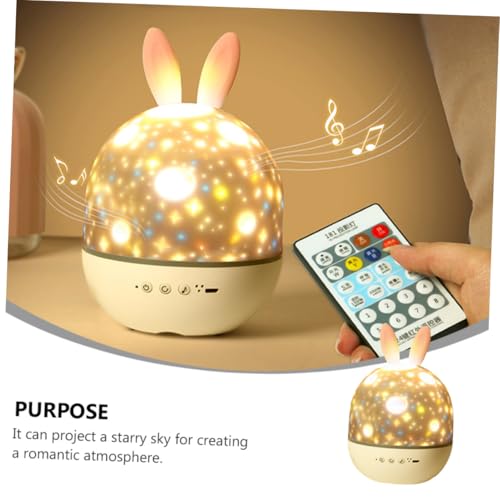 Lampe de chevet lapin rotative avec télécommande, cadeau de décoration lumineuse - 3