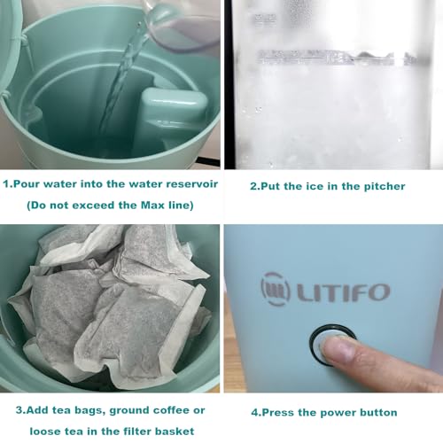 Miniatura 4 de Litifo Sistema De Preparación De Té Helado Y Cafetera Helada Con Jarra De 2 Cuartos De Galón, Perfecta Para Té Con Infusión De Frutas, Limonada, Agua Saborizada Verde Claro