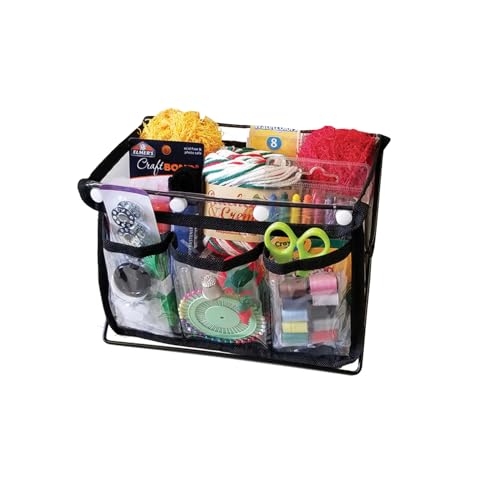Image of Craft Caddy, Free Standing Yarn and Craft Organizer with 3 Clear Front Pockets, 9.25 inch L x 6 inch W x 6.5 inch H