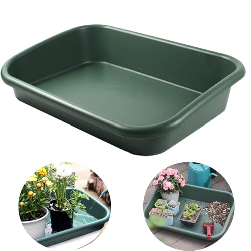 Defemim Garden Tidy Tray Multifunctional One Piece Potting Tray for Seeding Mixing Growing and Pot Storage Succulent and Cactus Soil Potting Mix Tray 23x16.4x4.3 Green