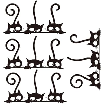 ZORVUJI Juego de 4 pegatinas de pared de gatos negros divertidos, adhesivos decorativos para pared, para dormitorio y sala de estar, pegatinas para dormitorio y ventana | Ya disponible en tu tienda friki favorita! En mundofriki.es!