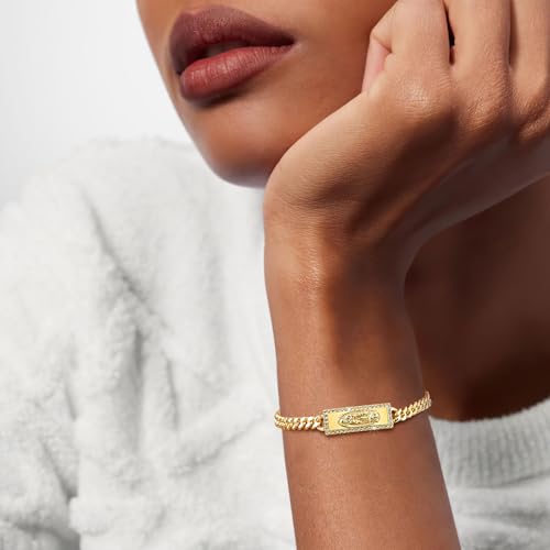 XUANPAI Women's Gold Virgin Mary Bracelet - 14k Gold Plated Copper Link Bracelets,Hypoallergenic Adjustable Non Tarnish Golden Religious Virgen De Guadalupe Protector Jewelry,Catholic Gifts for Her2