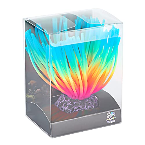 Image of Uniclife Aquarium Imitative Iridescent Blue Sea Urchin Ball Artificial Silicone Ornament with Glowing Effect for Fish Tank Landscape Decoration