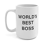 World's Best Boss Mug, The Office Coffee Mug 15 oz Ceramic Mug Funny Unique Idea Cup Gifts for Office Male Female Bosses Coworkers