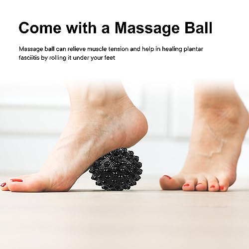Tinzum Plantar Fasciitis Night Splint: Plantar Fasciitis Brace with Massage Ball for Pain Relief Caused by Plantar Fasciitis Achilles Tendonitis Foot Drop Flat Arch Heel Spur | One Size for Women Men