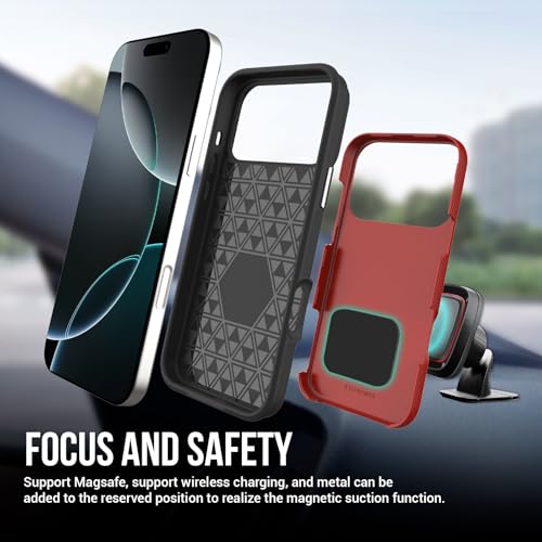 Image of NOXO Ultra-Hybrid Triangle Back Case Cover for iPhone 17 Pro, | Shockproof Design | Camera Protection | Soft TPU & Rugged PC | Bumper Case Cover for iPhone 17 Pro, (Scarlet Red)