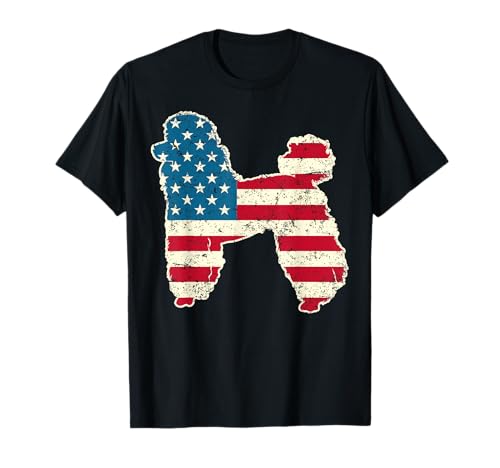 Poodle 4th of July Men Women USA American Flag Dog Lover Maglietta