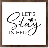 Rustic Wood Plaque Sign Rustic Wood Sign Let's Stay in Bed Wood Sign Home Decor Quote Farmhouse Sign Home Wall Decor for Bedroom Table Decor Wedding Gift 8' x 8'