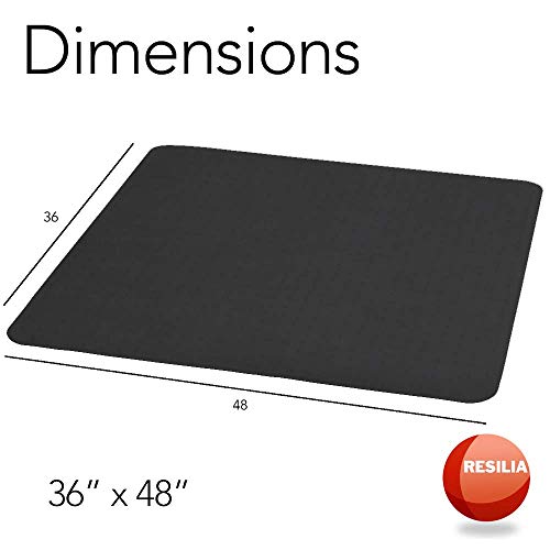 image for Resilia Office Desk Chair Mat – for Carpet (with Grippers) Black, 36