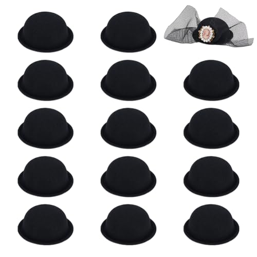 BENECREAT 15Pcs Soft Cloth Mini Hats, 2.6Inch Black Round Fascinator