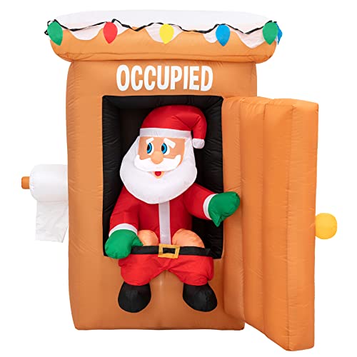 Holidayana Christmas Inflatables Large 6 Ft Santa Outhouse - Inflatable Outdoor Christmas Decorations Blow Up X-Mas Decorations For Yard, Lawn & Garden Internal Lights & Built-In Fan #TOP6