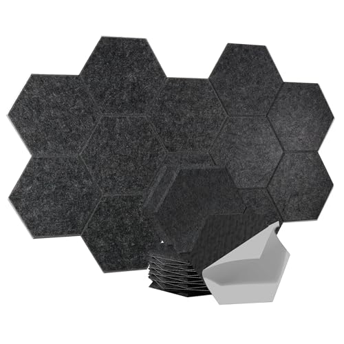 Image of Acoustic Panels, Magrowill 12-Pack Soundproof Wall Panels 14 X 12 X 0.4 Inches, Sound Absorbing Panels with Full Self-Adhesive, Interior Wall Decor Felt Tiles Board