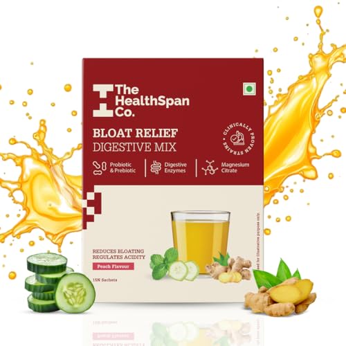 Image of The Healthspan Co. Relief From Digestive Issues,Gas,Bloating,Acidity & Constipation|3 Bn Cfu Of Clinically Proven Probiotic|Digestive Enzymes & Magnesium|15 Days Pack,Sachet,1 Count,15 Servings