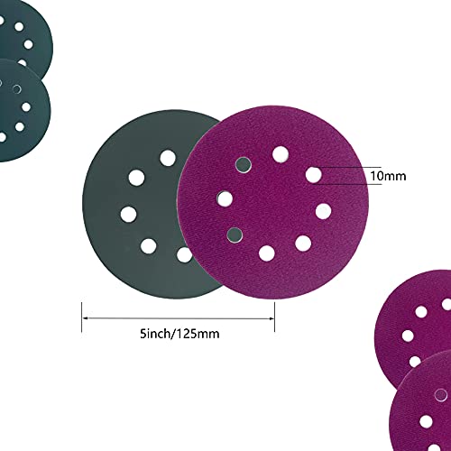 32Pcs Sandpaper 8 Hole 5 Inch Sanding Discs Hook And Loop 1500/2000/2500/3000/4000/5000/7000/10000 Grits Wet Dry Sandpaper With 2Pcs Interface Pads For Random Orbital Sander Automotive Metal Polishing #TOP3