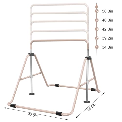 Tepemccu Expandable Gymnastics Bars, Adjustable Height Gymnastic Horizontal Bars, Children Folding Training Bar for Kids (Beige) by Tepemccu - Image 8