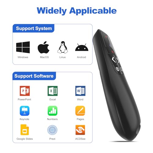 (4 Units) Presentation Clicker with 4 Cases Wireless Presenter Remote PowerPoint Pointer Slide Advancer for Mac Laptop PC Computer Keynote