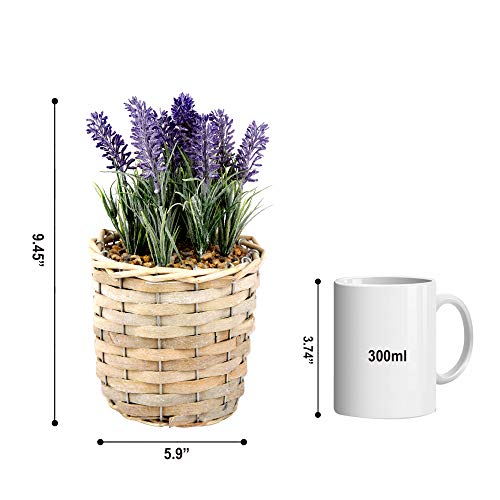 Gia 9" Artificial Plants In Basket, Fake Lavender Flowers Plant Decor In Woven Pot For Indoor Table Desk Plants #TOP5