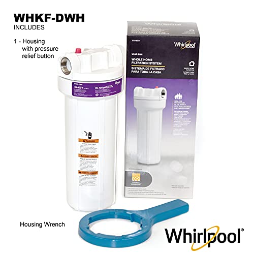 Whirlpool 10\" x 2.5\" Whole House Water Filter Housing, WHKF-DWH, Stainless Steel 3/4\" Inlets, NSF Certified, Filter Not Included, Replacement Filter GD05, WHWC, WHSW, WHPL