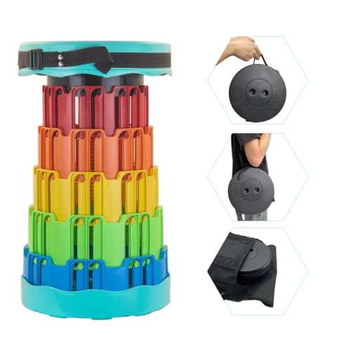 BEYOURCHOI 折りたたみ椅子 折り畳み椅子 折りたたみ椅子 折り畳み椅子 軽量 コンパクト アウトド キャンプ アチェア 5段階高さ調節 持ち運び 一秒開閉可能 伸縮式スツール 防水 (虹色緑)