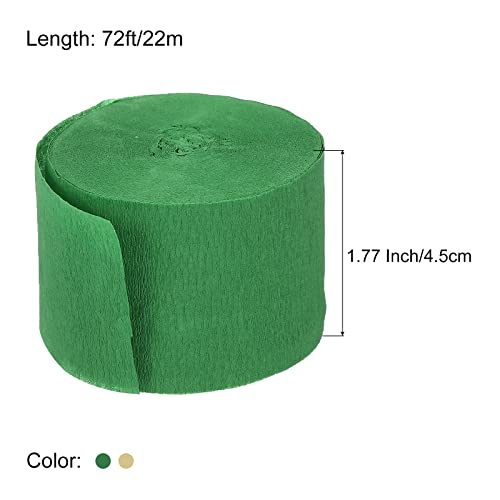 Meccanixity Crepe Paper Streamers 2 Rolls 72Ft In 2 Colors For Rainbow Party Decorations Wedding Ceremony Birthdays Christmas Decoration (Dark Green,Gold Tone) #TOP1