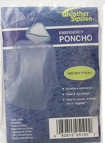 The Weather Station Emergency Rain Poncho with Hood - Reusable, 5-Pack