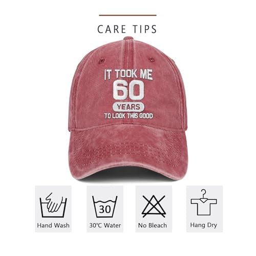 Image of 60th Birthday Gifts for Men Women 60 Year Old Gifts Decorations Took Me 60 Years to Look This Good Washed Cotton Hat