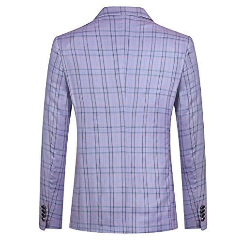 Cloudstyle Mens 2 PCS Plaid Suits Slim Formal Suit Checkered Blazer Jacket Pants3