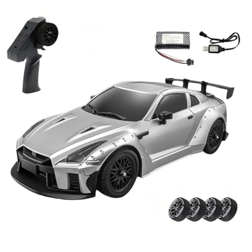 JUNENTER MN-268 1:16 RC �h���t�g�J�[ ? RWD GTR R35 �W���C���t���ALED ���C�g�A7.4V 1200mAh �o�b�e���[�A2.4GHz �����[�g�A�O���b�v & �h���t�g�p�^�C�� 2 �Z�b�g (�u���b�N)