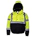 New York Hi-Viz Workwear WJ9012-S Men's ANSI Class 3 High Visibility Bomber Safety Jacket, Waterproof (Small, Lime)