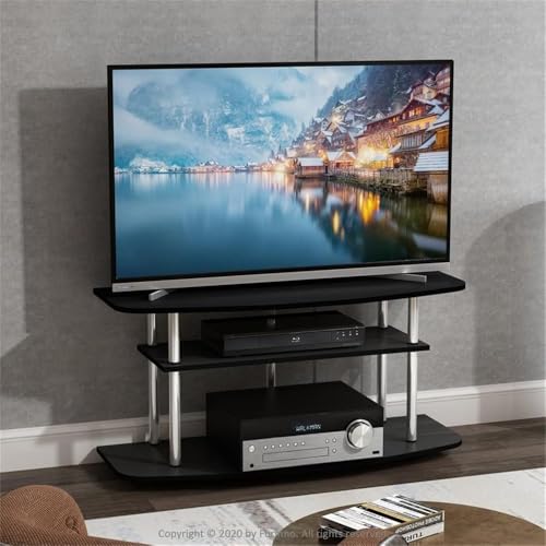 Furinno Frans Turn-N-Tube TV Stand for TV Size up to 43 Inch, 3-Tier, Black Oak by Furinno - Image 2