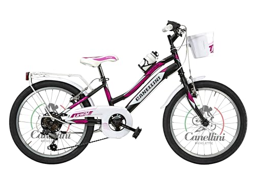 BICICLETTE CANELLINI Mädchenfahrrad MTB 20 Lincy 6 V Aluminium - Räder 20 Zoll (schwarz/pink)