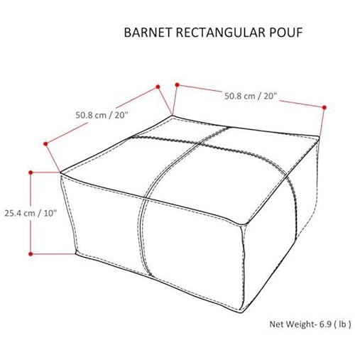 Simplihome Barnett Square Pouf, Footstool, Upholstered In Distressed Black Faux Leather, For The Living Room, Bedroom And Kids Room, Transitional, Boho #TOP3