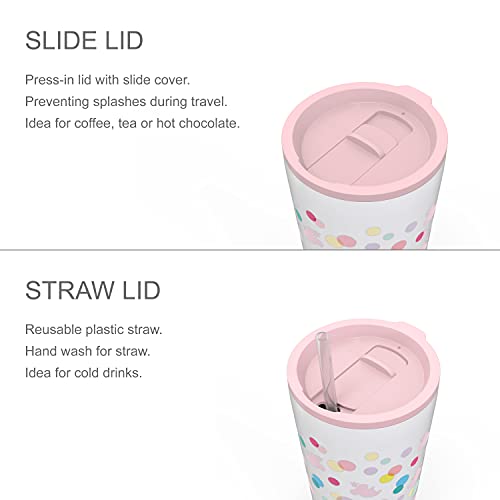 Image of Zak Designs Disney Minnie Mouse Vacuum Insulated Stainless Steel Travel Tumbler with Splash-Proof Lid, Includes Reusable Plastic Straw and Fits in Car Cup Holders (18 /8 SS, 25 oz, Dots)