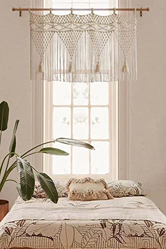 Flber Macramé Valance For Window Kitchen Macrame Curtain Door Divider Boho Home Room Decor 43" Wx 30" L #TOP1