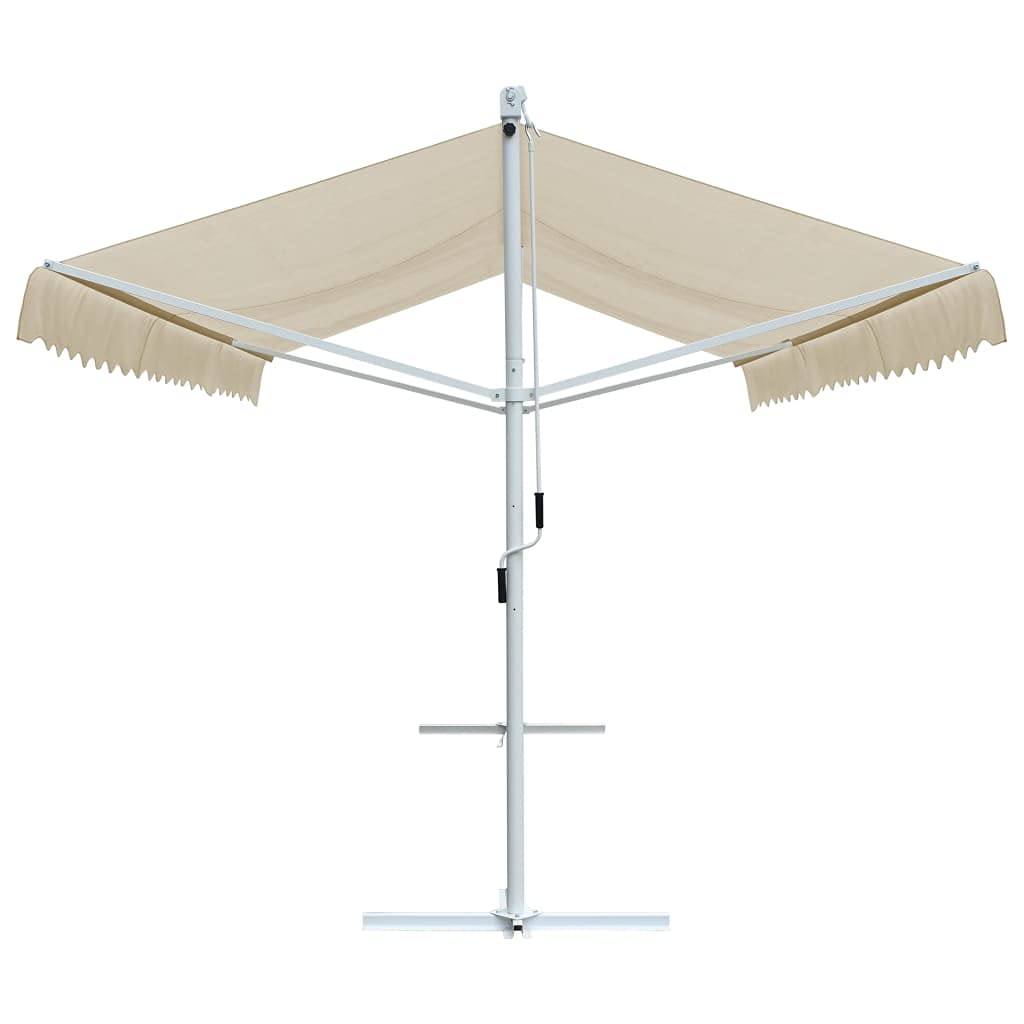 Susany Fritstående markise med stålramme soltag balkon solskærm havemarkise balkon markise terrasse markise UV- og vejrbestandig 500x300 cm creme Have