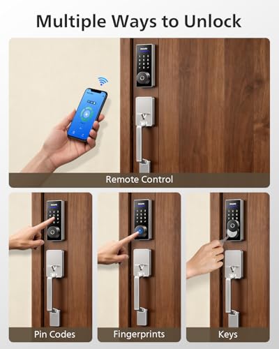 Image of Philips Wi-Fi Smart Lock with Handle, Keyless Entry Keypad Door Lock with Handle, Front Door Deadbolt Set with WiFi Gateway, App Control, Fingerprint Unlock, PIN Code Unlock, Auto Locking