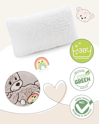 NICI Kissen Bär Finni 43x25cm - grau - Flauschiges Kuscheltierkissen für Jungen, Mädchen, Babys und Kuscheltierliebhaber, ideal für Zuhause, Kindergarten oder unterwegs | 62334